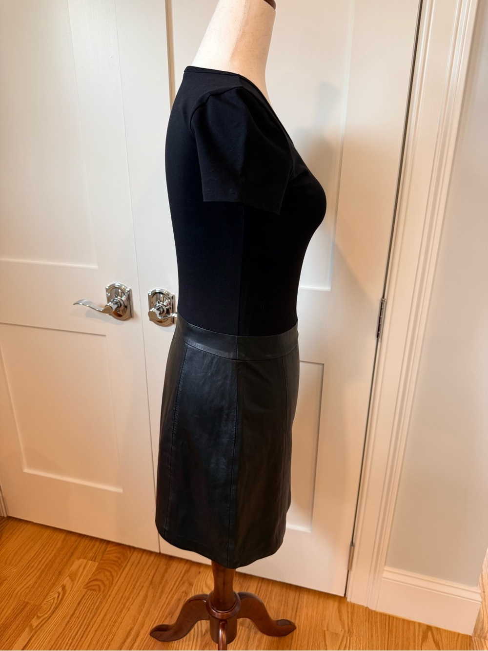 Theory Solara Black Leather/Knit Dress - Picture 10 of 13